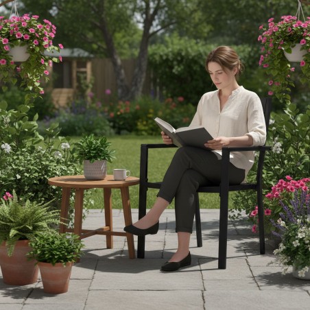 2 aiatooli komplekt terrassile või rõdule, teras ja HDPE must