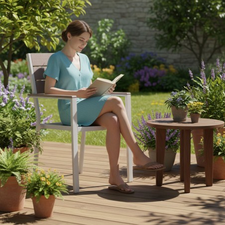 2 aiatooli komplekt terrassile või rõdule, teras ja HDPE valge