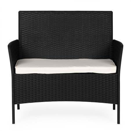 Kahekohaline aia diivan koos istmepadjaga rõduterrassi aia jaoks, must