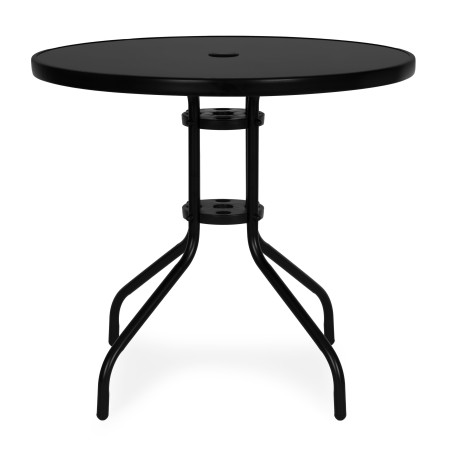 Ümmargune aialaud 80 cm karastatud klaasist päikesevarju auguga, must