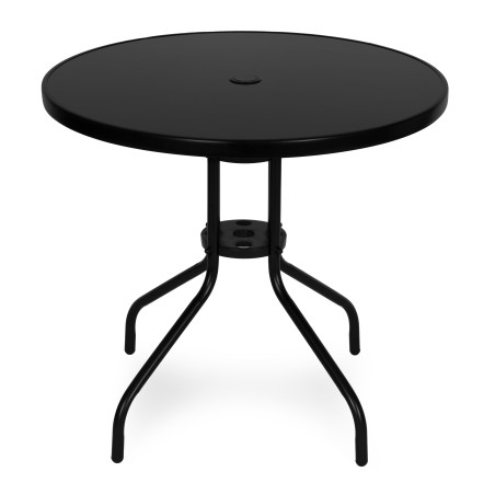 Ümmargune aialaud 80 cm karastatud klaasist päikesevarju auguga, must