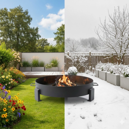 Suur tugevast malmist aia lõkkealus 60 cm sangadega, sobib suurepäraselt lõkke tegemiseks