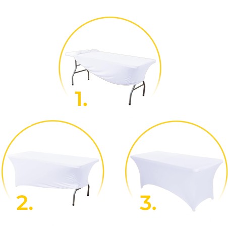 Universaalne lauakate toitlustuslauale 180 cm 6FT White Stretch
