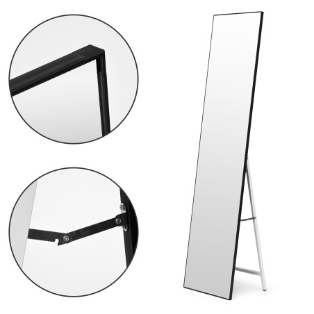 Suur seisupeegel 159 cm, alumiinium, must raam