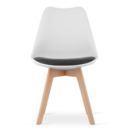 Toolide komplekt, must-valge, puidust jalad, 4 tk