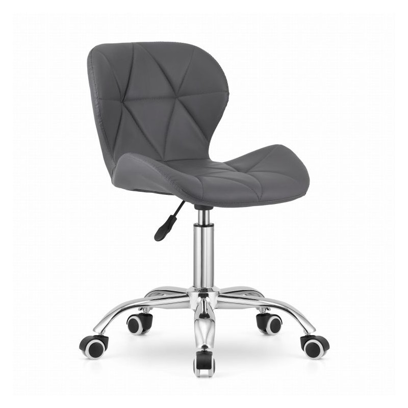 Laia seljatoega kontori pöördtool, ökonahk, kroom, hall