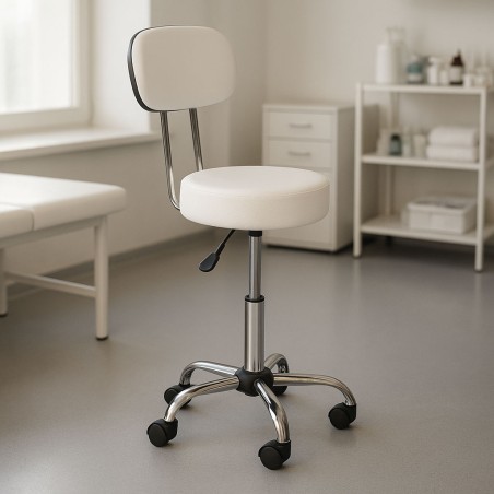 Pööratav seljatoega taburet, reguleeritav meditsiiniline kosmeetiline tool, valge