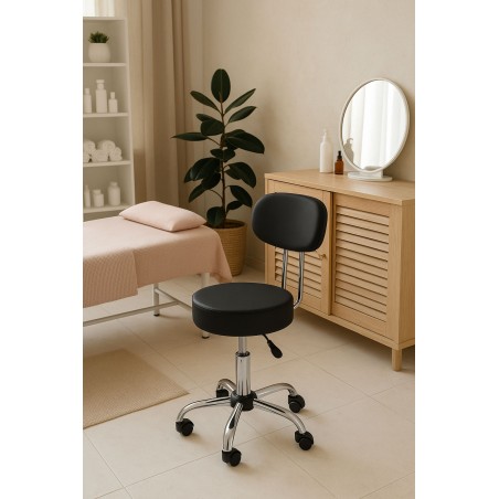 Pööratav seljatoega taburet Kosmeetiline meditsiiniline reguleeritav tool must