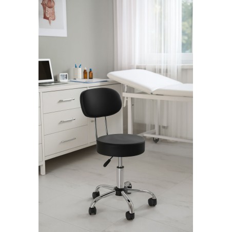 Pööratav seljatoega taburet Kosmeetiline meditsiiniline reguleeritav tool must