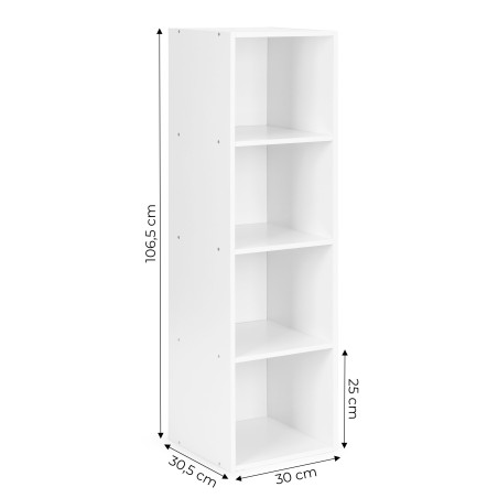 Kaasaegne riiulikapp valge 4 riiuliga Loft