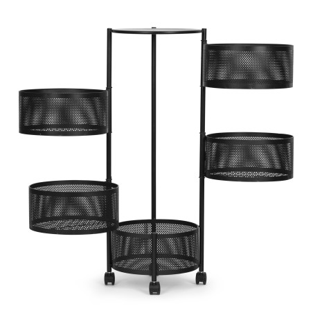 5-tasandiline Pöörlev Metallist Köögiriiul Organiseerija Ratastega – Universaalne Hoiustamislahendus