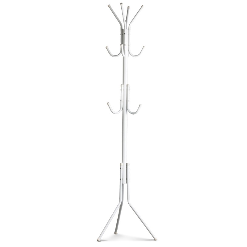 Põrandal seisev metallist riidenagi 11 konksuga, valge – ideaalne esikusse