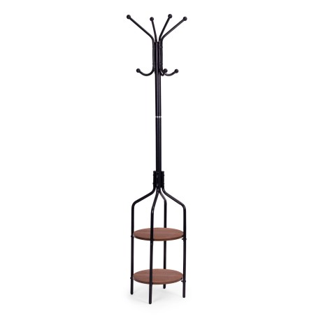 Seisev riidenagi riiulitega, must metallist rõivanagi 8 konksu ja 180 cm kõrgusega