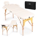 Puidust kokkupandav massaažilaud, 3-osaline reguleeritav teraapialaud koos kandekotiga