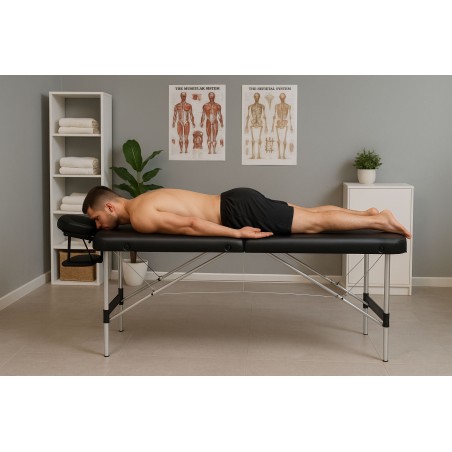 Alumiiniumist 3-osaline kokkupandav massaaži- ja teraapialaud kaasaskantav koos kandekotiga