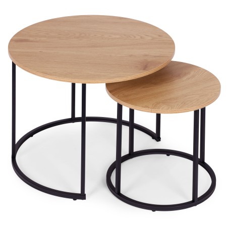 Diivanilaua komplekt 2-st ümmargusest heledast tammepuidust loft stiilis 