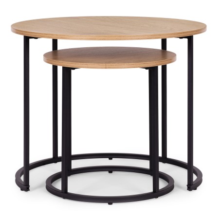 Diivanilaua komplekt 2-st ümmargusest heledast tammepuidust loft stiilis 