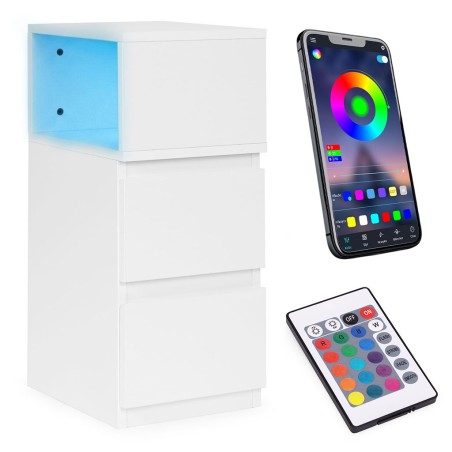 LED öökapp magamistuba, 2 sahtliga kapp, valge