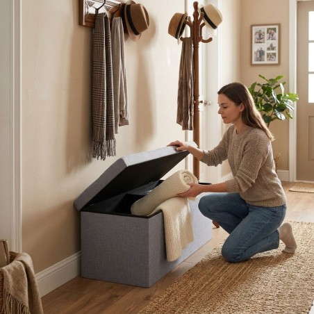 Tumba 111x38 cm panipaigaga polsterdatud pink panipaigaga, helehall