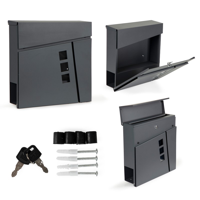 Tsingitud terasest ajalehehoidjaga postkast