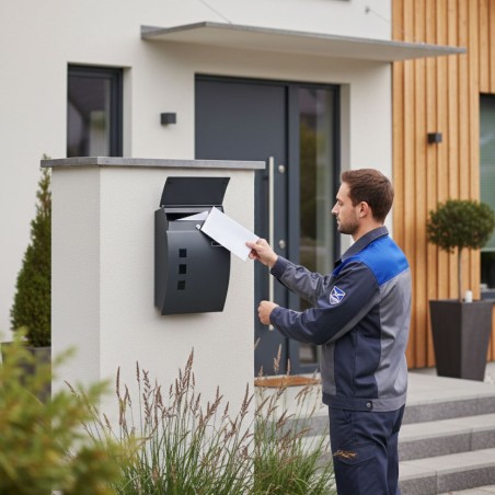 Seinale kinnitatav postkast tsingitud terasest antratsiit 