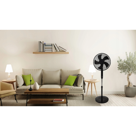 Põrandaventilaator 45 W – 3 režiimi, 5 laba, taimer, kaugjuhtimispult