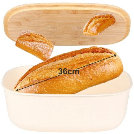 Leivakarp bambusplaadiga, kreem, 39x23,5x15,5 cm | FreshDesign.ee