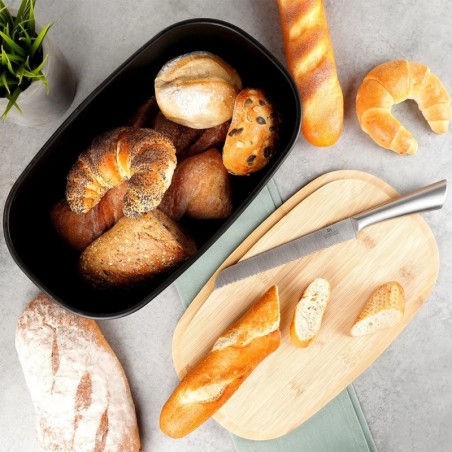 Leivakarp bambusplaadiga, must, 39x23,5x15,5 cm | FreshDesign.ee