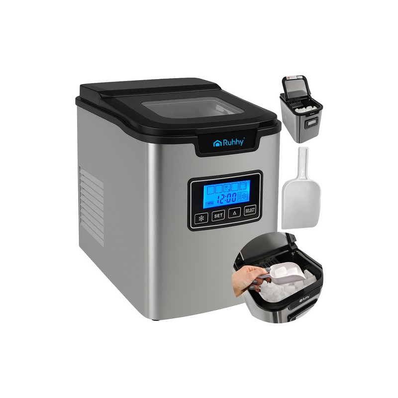 Automaatne roostevabast terasest jäämasin 120W – 12 kg/ööpäevas, LCD ja isepuhastusfunktsioon