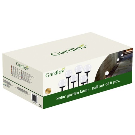 Aialambid päikesepatareiga pallidena, külm valge, komplekt 6 tk