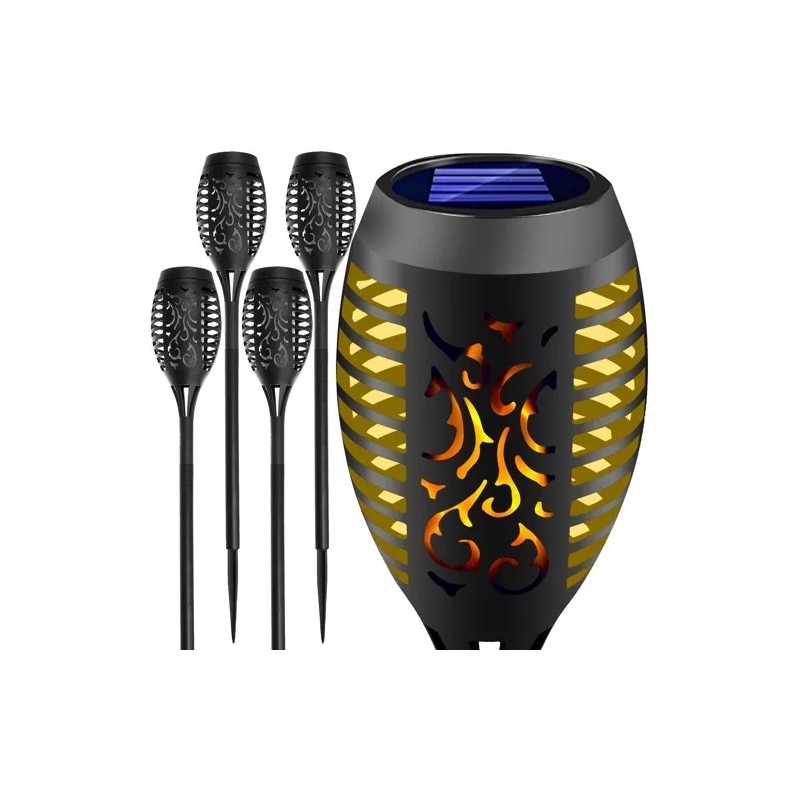 Päikeselamp aeda leegi efektiga, soe valge, 7x51 cm, komplekt 4 tk.