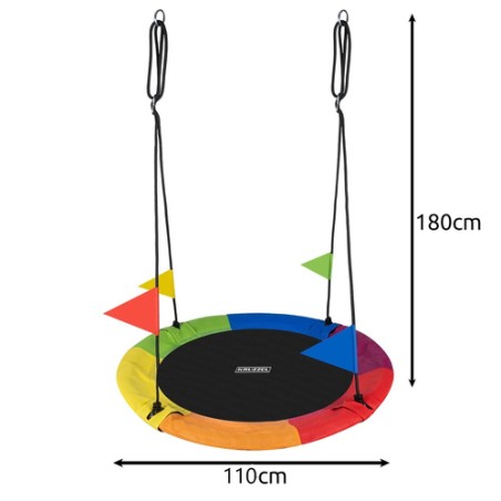 Mitmevärviline Pesakiik Aiakiik Lastele ja Täiskasvanutele – Ø110cm, Kandevõime 150kg