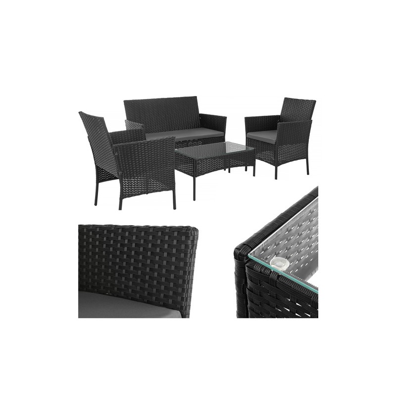 Mustast rotangist aiamööbli komplekt