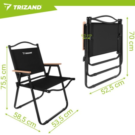 Kokkupandav aiatool, must – 120 kg kandevõimega matka- ja rõdutool