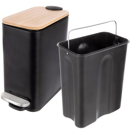 Kitsas mustast terasest prügikast pedaalig... | FreshDesign.ee