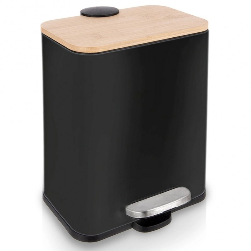 Kitsas mustast terasest prügikast pedaalig... | FreshDesign.ee