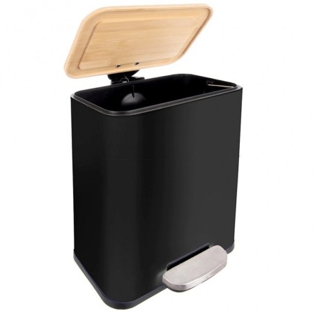 Kitsas mustast terasest prügikast pedaalig... | FreshDesign.ee