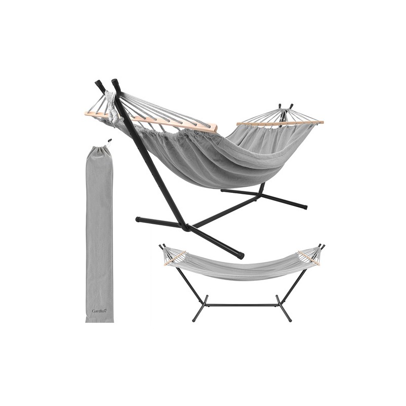 Kahekohaline aia võrkkiik tugeva raamiga, 200x150 cm, kuni 250 kg