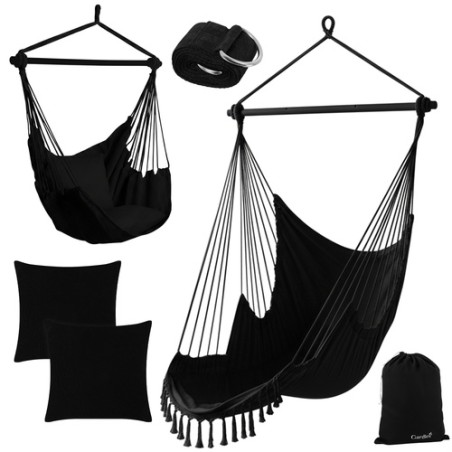 Brasiilia stiilis must ripptool-kiik, mugav kookon-aiakiik kahe padjaga