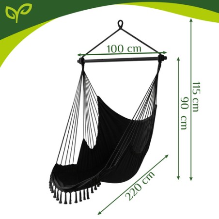 Brasiilia stiilis must ripptool-kiik, mugav kookon-aiakiik kahe padjaga