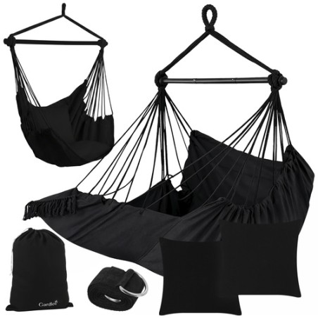 Brasiilia stiilis must ripptool-kiik, mugav kookon-aiakiik kahe padjaga