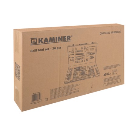 26-osaline roostevabast terasest grillitarvikute komplekt vastupidavas XXL hoiukohvris