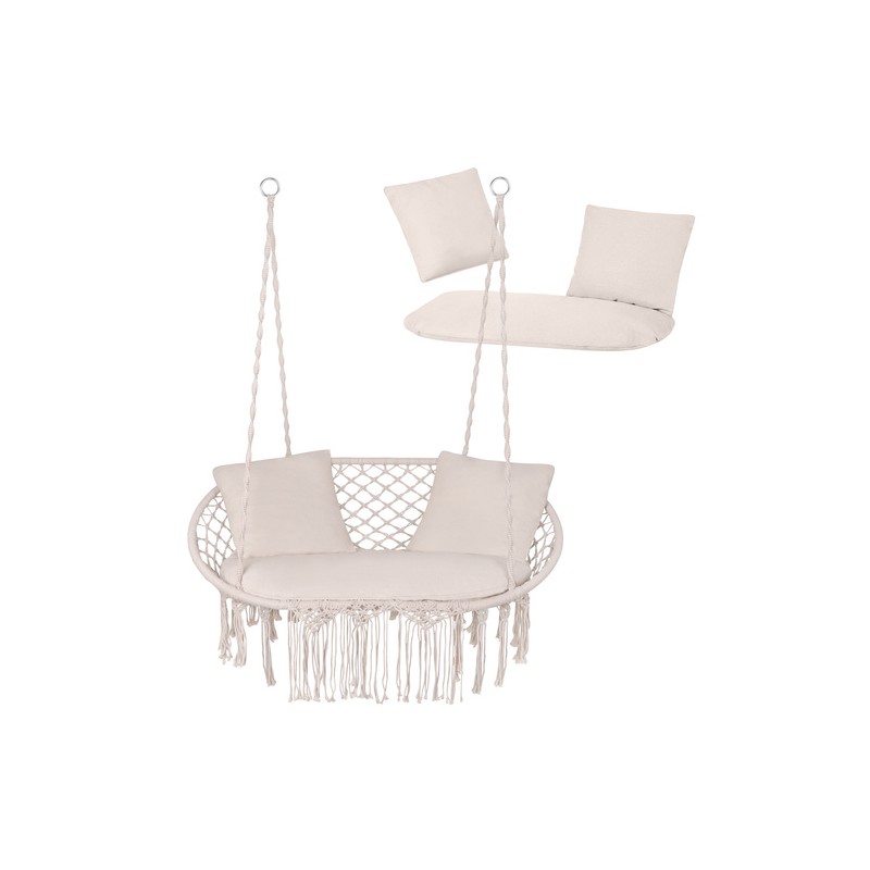 Kahekordne aiakiige padi 2 inimesele, kreemjas – Mugav istmepolster sise- ja välistingimustesse