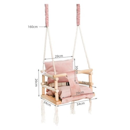 Roosa puidust laste kiik – Turvaline beebikiik siseruumidesse ja aeda