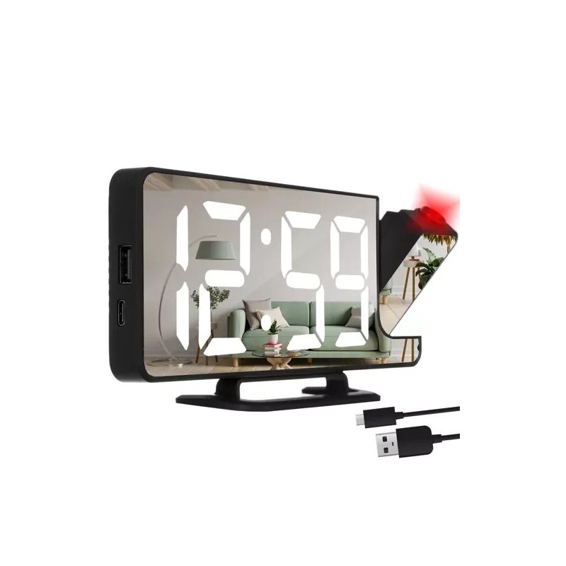 Multifunktsionaalne LED Äratuskell Projektori ja Peegliga – 4-ühes Digitaalne Lauakell