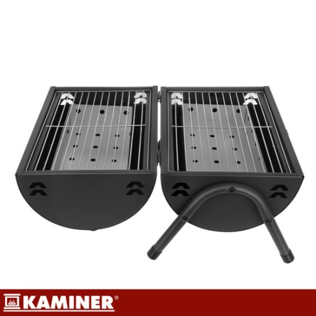 Kompaktne söegrill termomeetri ja kahe restiga – ideaalne matkale ja aeda (36,5x28x41,5 cm)