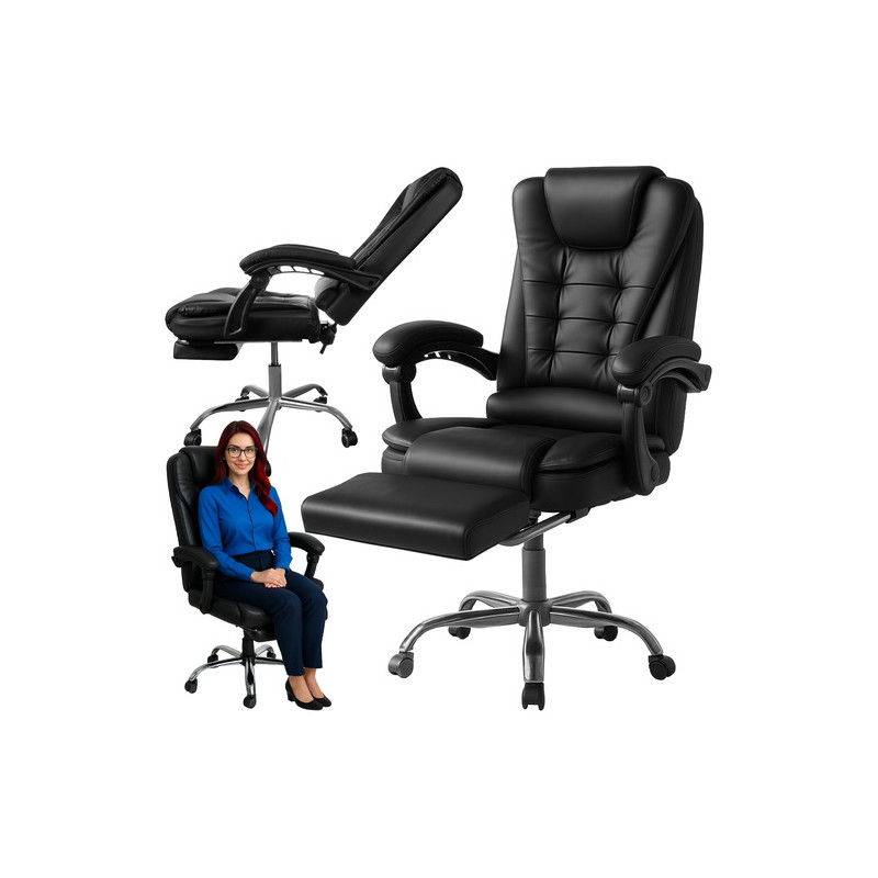 Must ergonoomiline kontoritool reguleeritava jalatoe ja mugava kallutusega