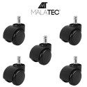Põrandasõbralikud Kontoritooli Asendusrattad 11 mm Varrele - 5 tk, Mustad
