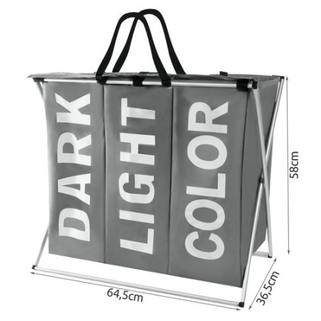 Kokkupandav 3-lahtriline pesukorv pesu sorteerimiseks – veekindel ja mahukas