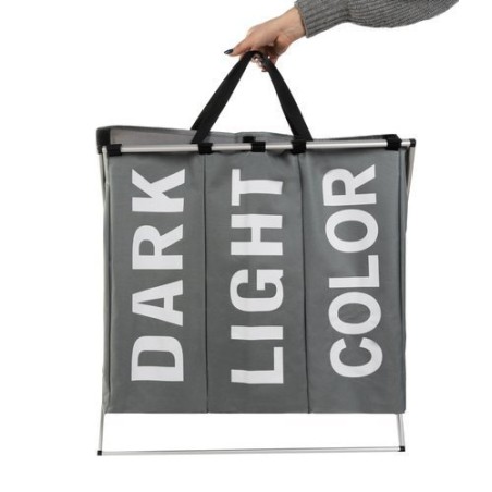 Kokkupandav 3-lahtriline pesukorv pesu sorteerimiseks – veekindel ja mahukas